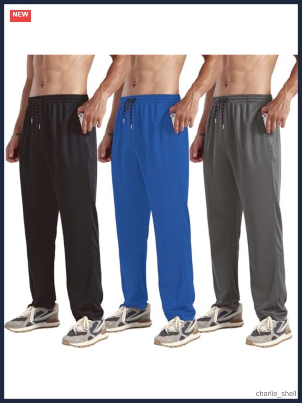 Men's 3-Pack Sweatpants Open Bottom Joggers Athletic Quick Dry Pants with